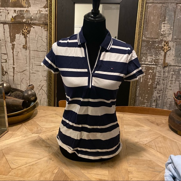 Tommy Hilfiger v-neck collared tee - Picture 1 of 4